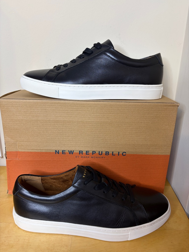New Republic By Mark Mcnairy Kurt Black Leather Low-Top Sneakers Size 11.5